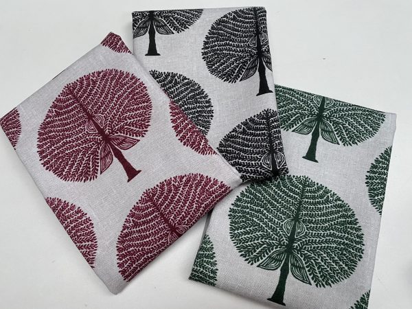 Mulberry Tree 100% Cotton Fabric Natural Material Home Decor Curtain Upholstery Black, Green, Burgundy Red - 55" or 140cm Wide Canvas - Image 2