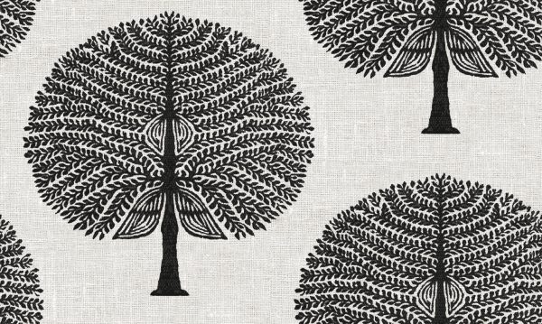 BLACK Mulberry Tree 100% Cotton Fabric Natural Material Home Decor Curtain Upholstery - 55" or 140cm Wide Canvas - Image 2