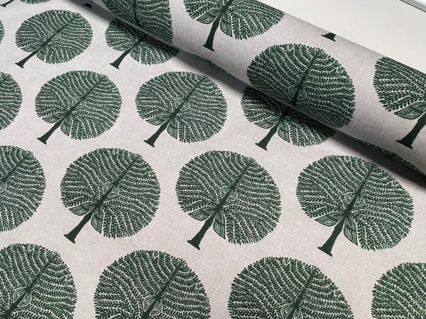 GREEN Mulberry Tree 100% Cotton Fabric Natural Material Home Decor Curtain Upholstery - 55" or 140cm Wide Canvas - Image 3
