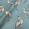 Heron Bird Print Linen Look Fabric Home Decor Upholstery Curtain Cotton Material 55″ or 140cm Wide Grey Green