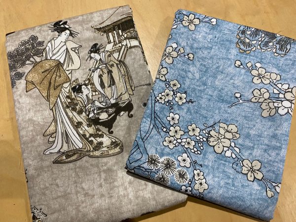 Geisha Japanese Pagoda Oriental Floral Linen Look Curtain Fabric Material - 140cm or 55'' Wide Textile - Beige - Image 6