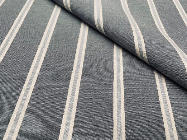 Linen Look Jacquard Striped Fabric Home Decor Curtain Upholstery Material – 55″ or 140cm wide – Charcoal