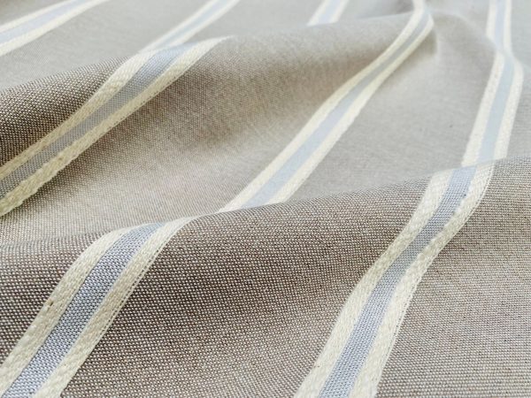 Linen Look Jacquard Striped Fabric Home Decor Curtain Upholstery Material - 55" or 140cm wide - Cream Stripes - Image 6