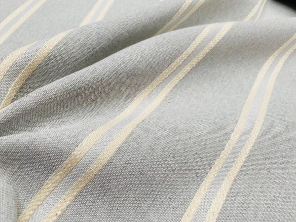 Linen Look Jacquard Striped Fabric Home Decor Curtain Upholstery Material - 55" or 140cm wide - Cream Stripes - Image 9