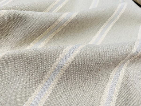 Linen Look Jacquard Striped Fabric Home Decor Curtain Upholstery Material - 55" or 140cm wide - Cream Stripes - Image 10