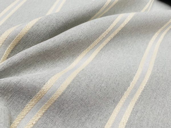 Linen Look Jacquard Striped Fabric Home Decor Curtain Upholstery Material – 55″ or 140cm wide – Light Grey