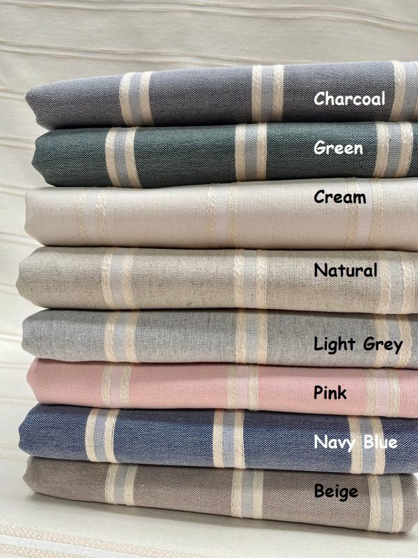 Linen Look Jacquard Striped Fabric Home Decor Curtain Upholstery Material - 55" or 140cm wide - Pink - Image 3