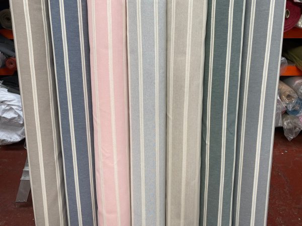 Linen Look Jacquard Striped Fabric Home Decor Curtain Upholstery Material - 55" or 140cm wide - Pink - Image 4