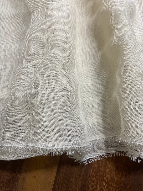 50m- Mull Muslin 100% Cotton Fabric Voile Curtains Fine Unbleached Cheesecloth Linen Look Wedding Table Runner - 140cm wide - Ecru Cream - Image 3