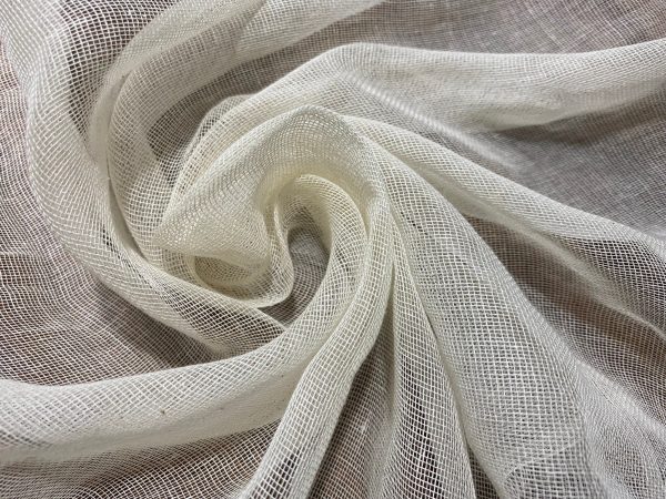 50m- Mull Muslin 100% Cotton Fabric Voile Curtains Fine Unbleached Cheesecloth Linen Look Wedding Table Runner - 140cm wide - Ecru Cream - Image 6