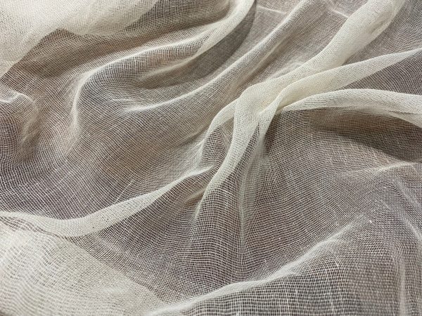 50m- Mull Muslin 100% Cotton Fabric Voile Curtains Fine Unbleached Cheesecloth Linen Look Wedding Table Runner - 140cm wide - Ecru Cream - Image 7