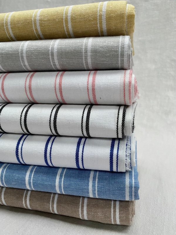 Silky Linen Blend Marine Stripe Fabric Light Striped Material Home Decor, Dressmaking - 57" or 145cm wide - Black & White - Image 6