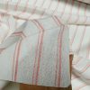 Silky Linen Blend Marine Stripe Fabric Light Striped Material Home Decor, Dressmaking – 59″ or 150cm wide – Pink & White