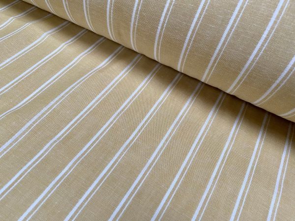 Silky Linen Blend Marine Stripe Fabric Light White Striped Material Home Decor, Dressmaking - 57" or 145cm wide - Image 4