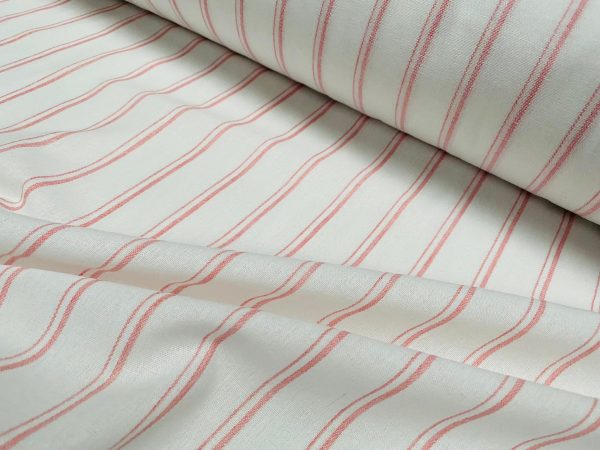 Silky Linen Blend Marine Stripe Fabric Light White Striped Material Home Decor, Dressmaking - 57" or 145cm wide - Image 8