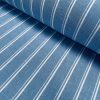 Silky Linen Blend Marine Stripe Fabric Light White Striped Material Home Decor, Dressmaking – 59″ or 150cm wide – Denim Blue