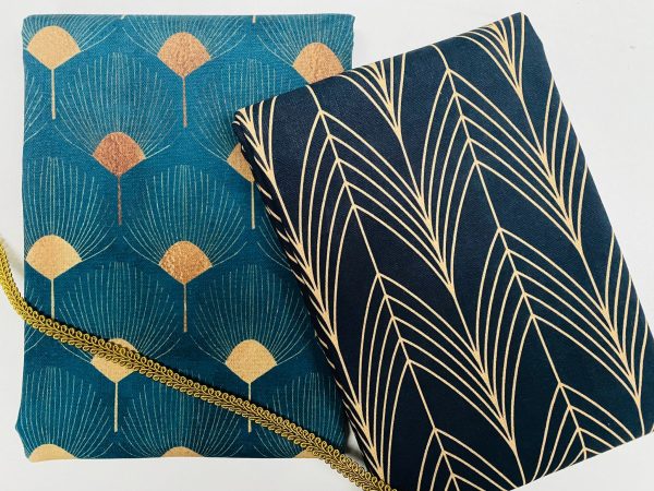 Art Deco GOLDEN Peacock Fans Geometric Damask Floral Fabric Fountain Leaf Curtains Upholstery Home Decor - 55"/140cm Wide - Teal Blue & Gold - Image 7