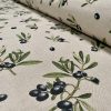 Black Olives Branch Fabric Olive Print Green Leaf Tree Linen Look Upholstery Kitchen Curtain Cotton Material 55″ or 140cm Wide