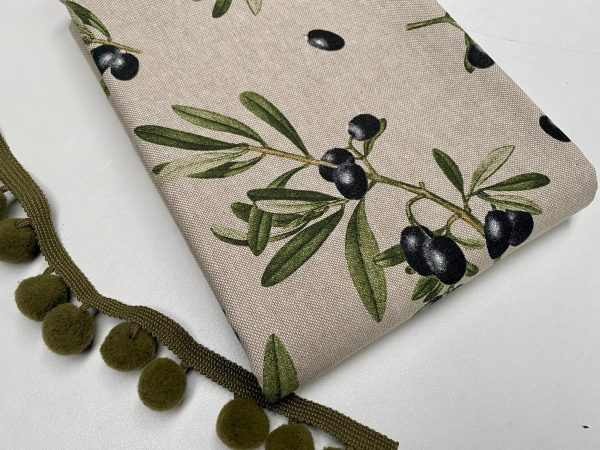 Black Olives Branch Fabric Olive Print Green Leaf Tree Linen Look Upholstery Kitchen Curtain Cotton Material 55" or 140cm Wide - Image 7