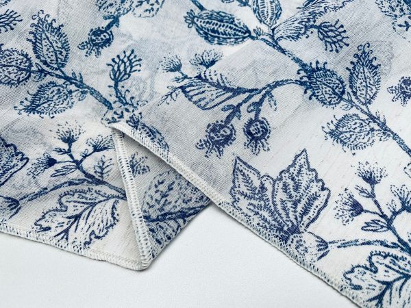 Floral Sheer Fabric - Soft Material for Home Decor, Wedding, Curtains, Clothes - 110"/ 280cm EXTRA Wide - Ivory Blue - Image 4