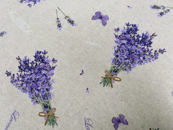 Lavender Lilac Butterfly LINEN LOOK Print Fabric Floral Curtains, Home Decor, Upholstery - 55" or 140cm Wide - Image 2