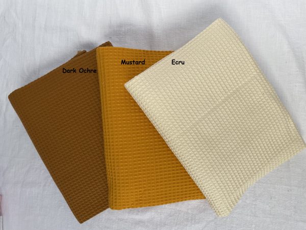 Cotton WAFFLE Pique Honeycombe Fabric Material - bathrobe, gown, towel, cushion -  150cm wide - Mustard Yellow - Image 5