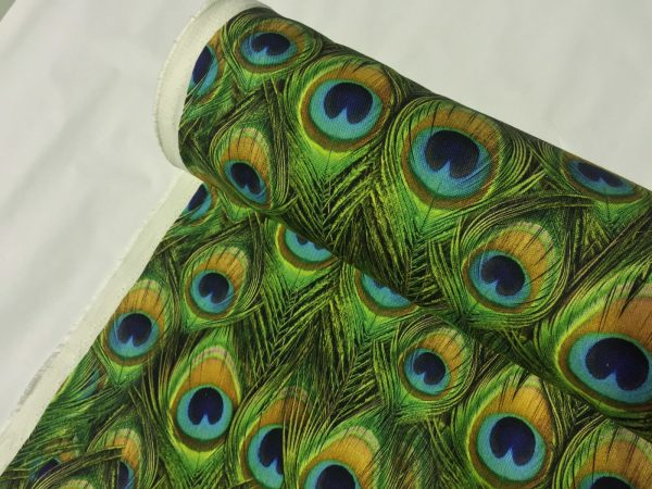 Peacock Feathers Digital Print Fabric Home Decor Upholstery Curtains Dressmaking Cotton Material - 280cm EXTRA wide - Image 7
