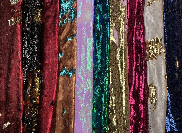 Mermaid Reversible 5mm Sequin Fabric Flip Two Tone Stretch Material - 130cm wide - Iridescent Pink & White sequins - Image 8