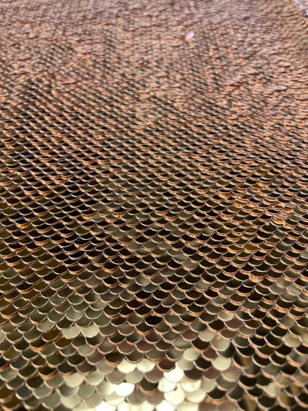 MERMAID Reversible 5mm Sequin Fabric Flip Two Tone Stretch Material - 130cm wide - Baby Pink & Gold sequins - Image 6