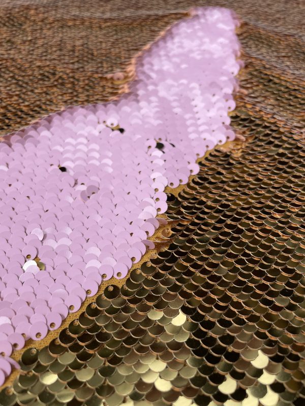 MERMAID Reversible 5mm Sequin Fabric Flip Two Tone Stretch Material - 130cm wide - Baby Pink & Gold sequins - Image 5