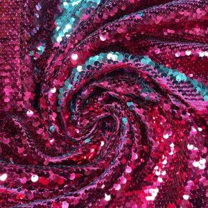 MERMAID Reversible 5mm Sequin Fabric Flip Two Tone Material - 130cm wide - Pink & Turquoise Blue Sequins