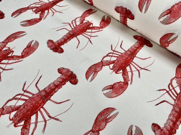 Red Lobster Print Fabric Curtains Upholstery Dress Material Nautical Marine - 136cm Wide - Image 4