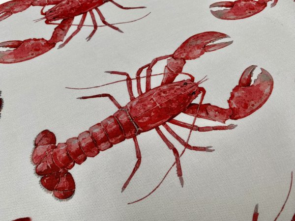 Red Lobster Print Fabric Curtains Upholstery Dress Material Nautical Marine - 136cm Wide