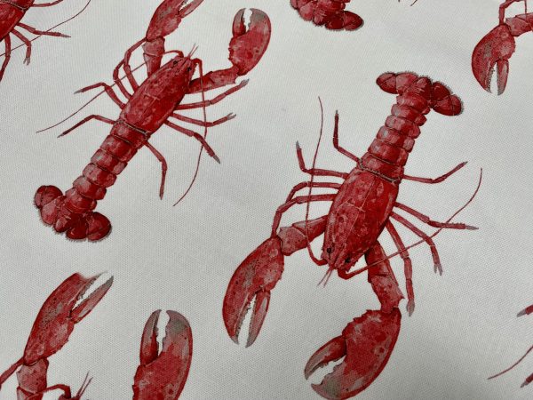 Red Lobster Print Fabric Curtains Upholstery Dress Material Nautical Marine - 136cm Wide - Image 3