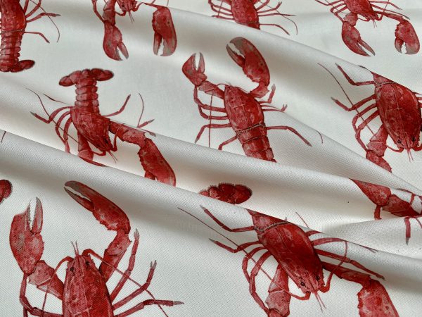 Red Lobster Print Fabric Curtains Upholstery Dress Material Nautical Marine - 136cm Wide - Image 6