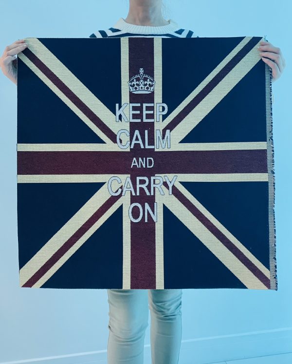KEEP CALM Crown Union Jack Flag Retro Linen Look Heavy Jacquard Gobelin Upholstery Cushion Panel Fabric UK Banner 70x70cm or 27''x27'' - Image 8