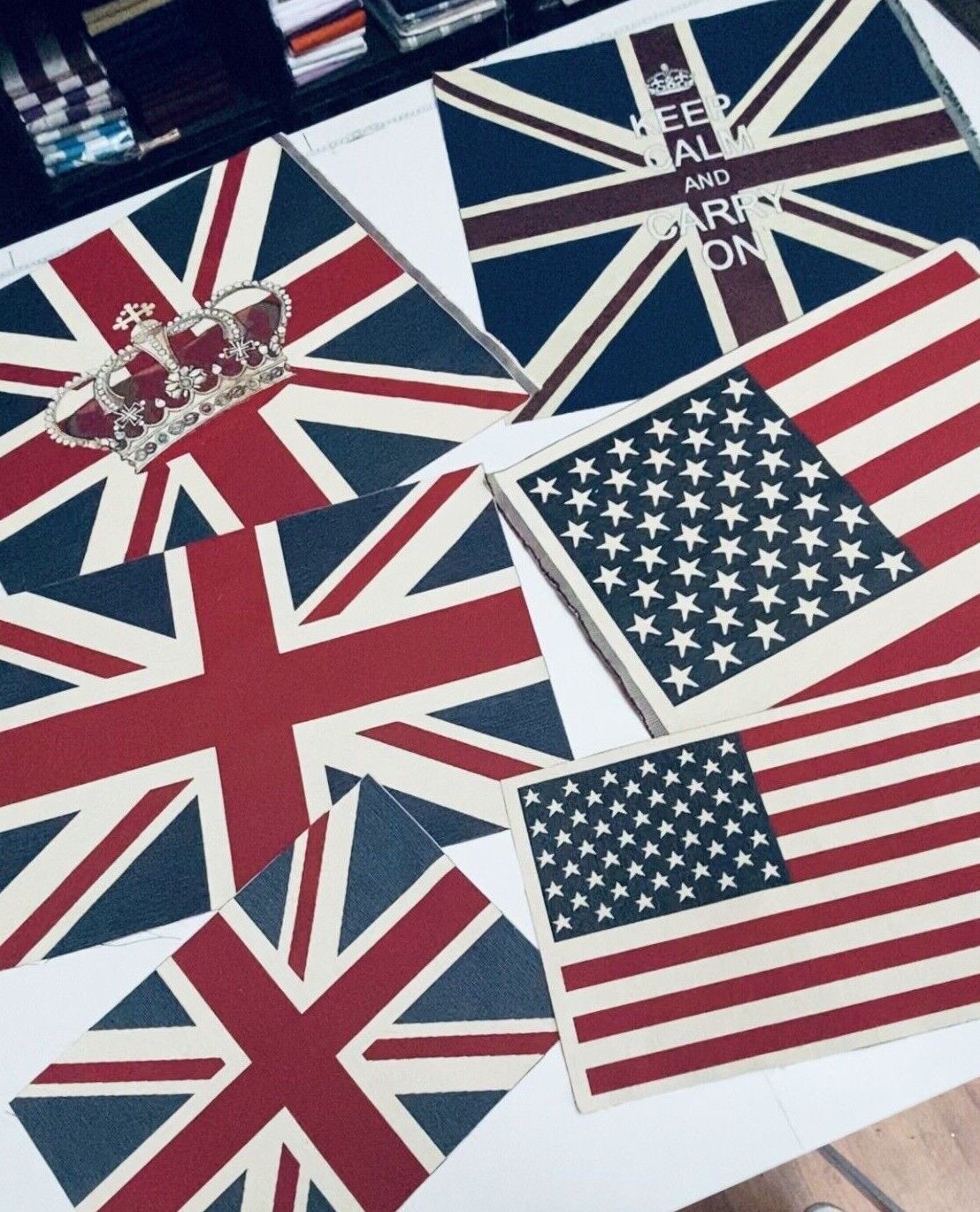 UK & USA Banner Retro Flag Linen Look Heavy Jacquard Gobelin Upholstery ...