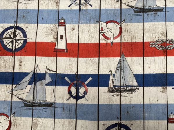 Blue & Red Marine Striped Fabric Curtains Upholstery Dress Material Nautical Stripes - 140cm or 55" Wide Canvas - Image 5