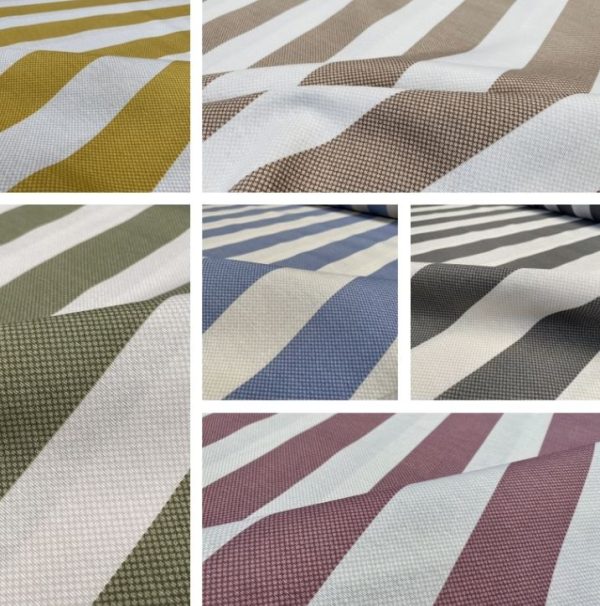 Honeycomb White STRIPES Fabric Furnishing Curtain Upholstery Dressmaking Material 55" or 140cm Wide - Brown - Image 9