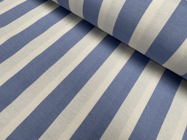 Honeycomb White STRIPES Fabric Furnishing Curtain Upholstery Dressmaking Material 55" or 140cm Wide - Blue - Image 5