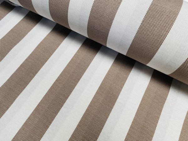 Honeycomb White STRIPES Fabric Furnishing Curtain Upholstery Dressmaking Material 55" or 140cm Wide - Brown - Image 4
