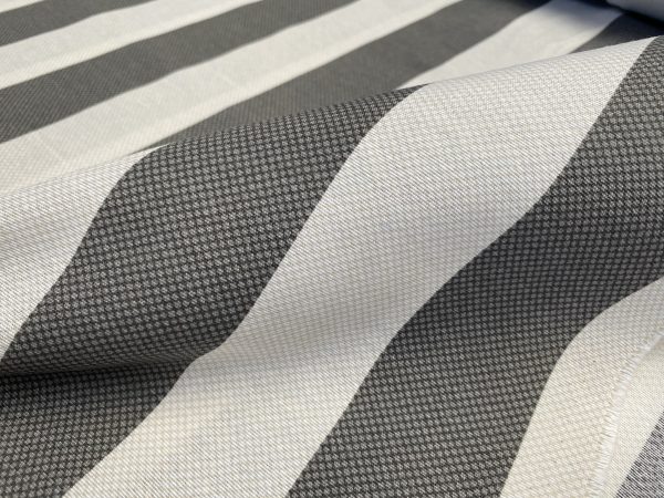 Honeycomb White STRIPES Fabric Furnishing Curtain Upholstery Dressmaking Material 110" or 280cm EXTRA Wide - Grey - Image 3