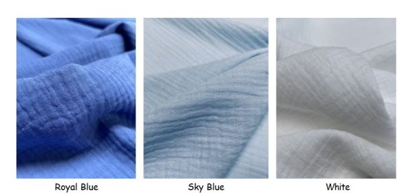 Sky Blue Double Gauze MUSLIN 100% Cotton Fabric Curtains Fine Cheese Baby Cloth Linen Look Event Wedding Textile - 55"/140cm Wide - Image 4