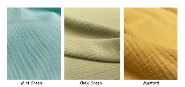 Mustard Double Gauze MUSLIN 100% Cotton Fabric Curtains Fine Cheese Baby Cloth Linen Look Event Wedding Textile - 55"/140cm Wide - Image 3