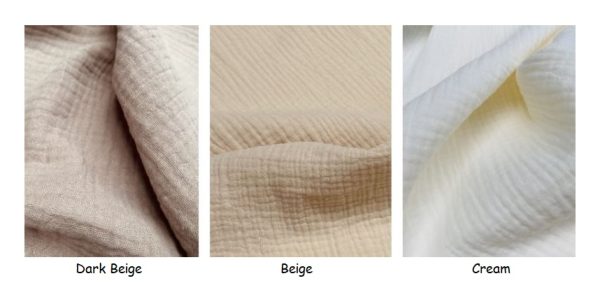 Cream Double Gauze MUSLIN 100% Cotton Fabric Curtains Fine Cheese Baby Cloth Linen Look Event Wedding Textile - 55"/140cm Wide - Image 4