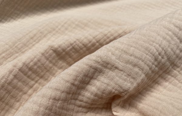 Beige Double Gauze MUSLIN 100% Cotton Fabric Curtains Fine Cheese Baby Cloth Linen Look Event Wedding Textile - 55"/140cm Wide - Image 3