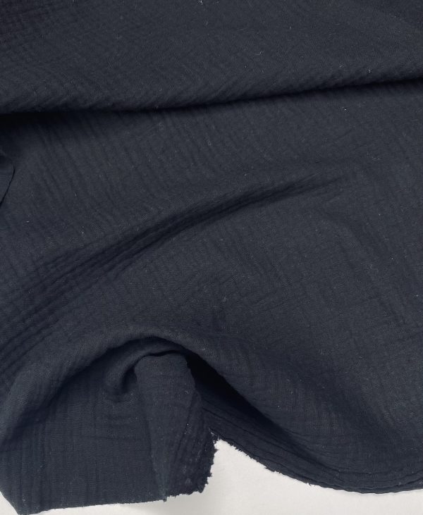 Black Double Gauze MUSLIN 100% Cotton Fabric Curtains Fine Cheese Baby Cloth Linen Look Event Wedding Textile - 55"/140cm Wide - Image 3