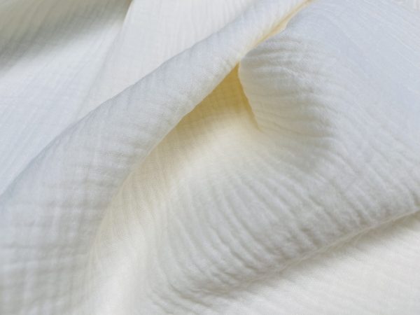 Cream Double Gauze MUSLIN 100% Cotton Fabric Curtains Fine Cheese Baby Cloth Linen Look Event Wedding Textile - 55"/140cm Wide - Image 3