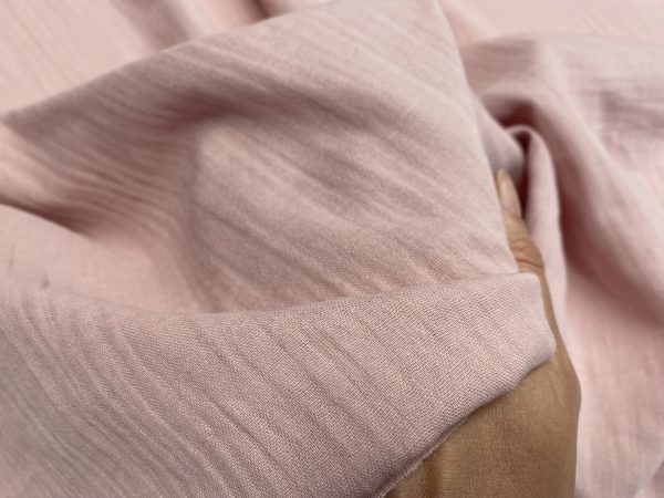 Dusty Pink Double Gauze MUSLIN 100% Cotton Fabric Curtains Fine Cheese Baby Cloth Linen Look Event Wedding Textile - 55"/140cm Wide - Image 3