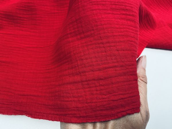 Red Double Gauze MUSLIN 100% Cotton Fabric Curtains Fine Cheese Baby Cloth Linen Look Event Wedding Textile - 55"/140cm Wide